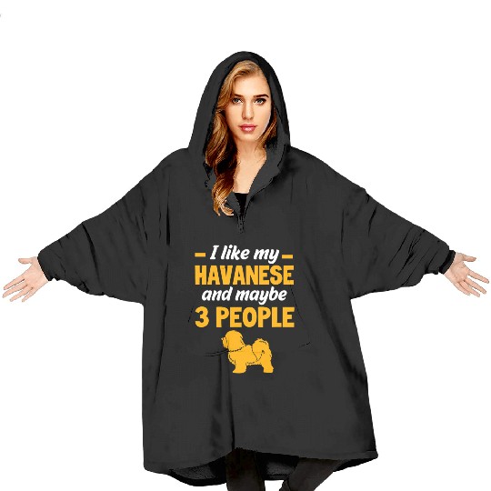 Dog And Maybe 3 People Funny Havanese Dog Lovers Blanket Hoodies