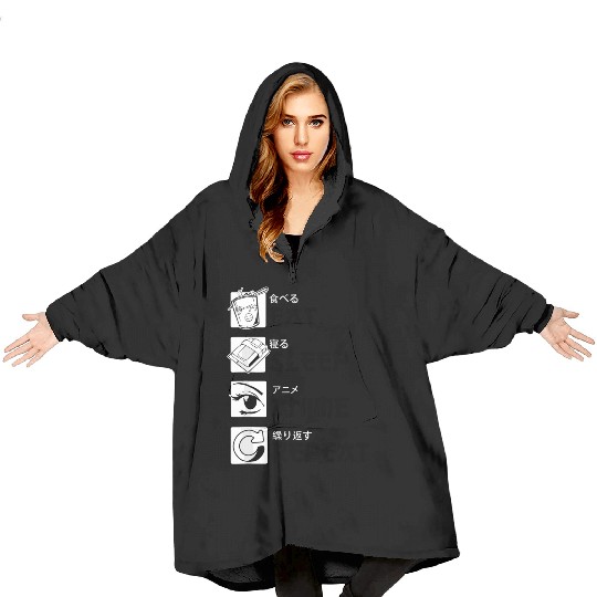 Eat Sleep Anime Repeat Anime Lovers Gifts for Men Blanket Hoodies
