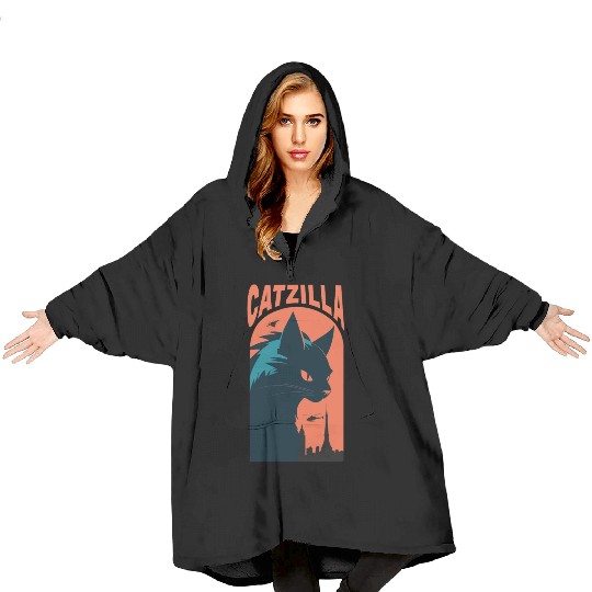 Catzilla king of Cat monster Blanket Hoodies