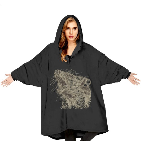 Ugly Opossum Design Weird Feral Wild Possum Blanket Hoodies