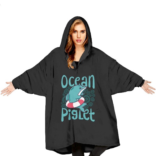 Funny Dolphin Lover Ocean Piglet Graphic for Aquat Blanket Hoodies