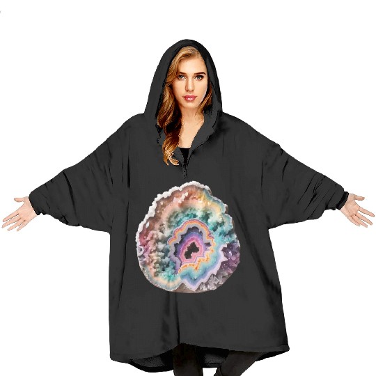 Fantasy Pastel Rainbow Geo Stone Crystal Blanket Hoodies