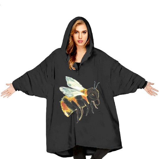 Cute Bumble Bee Flying Illustration Blanket Hoodies
