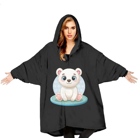polar bear cub Blanket Hoodies