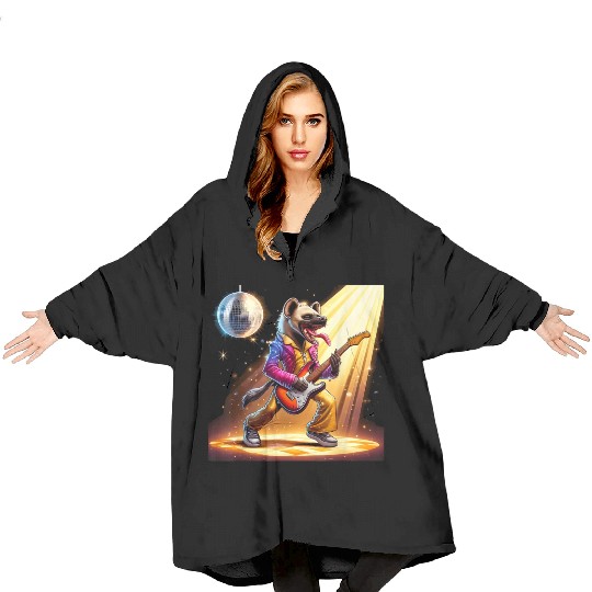 Disco Ball Guitar Hyena Blanket Hoodies