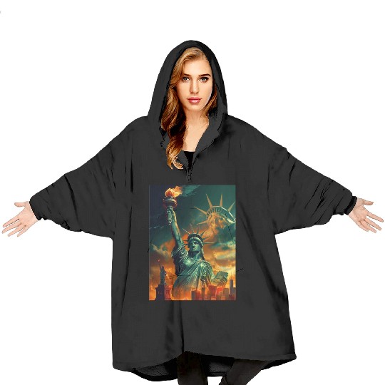 Statue of Liberty in New York USA Blanket Hoodies