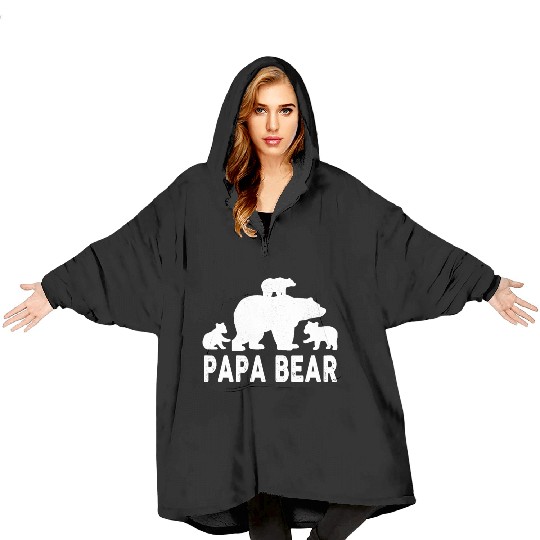 Papa Bear Fathers Day 3 Cubs Kid Blanket Hoodies
