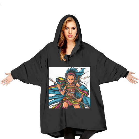 Maasai anime warrior girl Blanket Hoodies