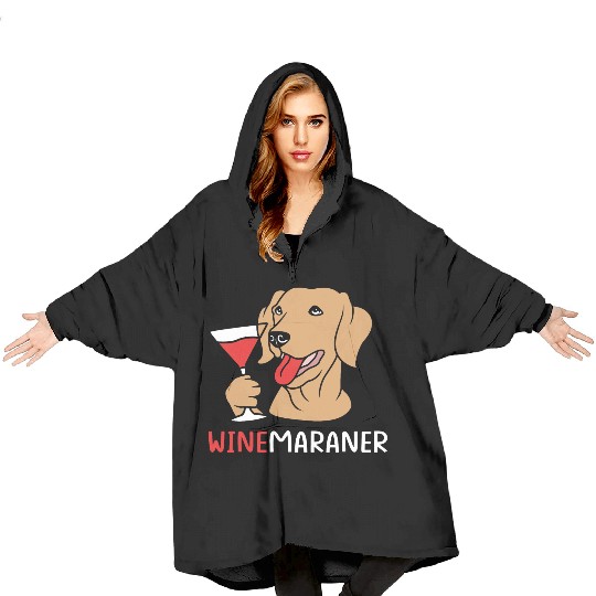 Winemaraner Dog Mom Wine Lover Funny Weimaraner Blanket Hoodies