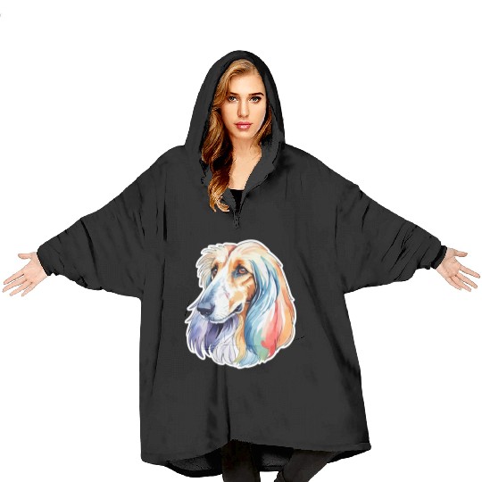Afghan Hound Dog Watercolor Blanket Hoodies