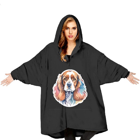 American Cocker Spaniel Watercolor Blanket Hoodies