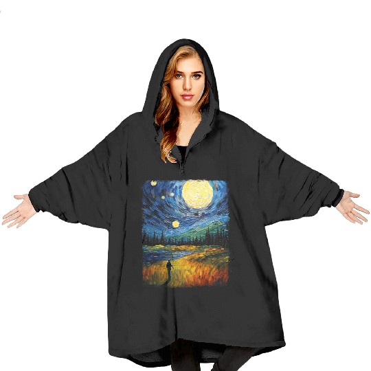 Golf Player Golfer Golfing Starry Night Painting Blanket Hoodies