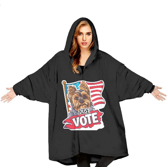 Unique American Flag Election 2024 Yorkie Gifts Blanket Hoodies