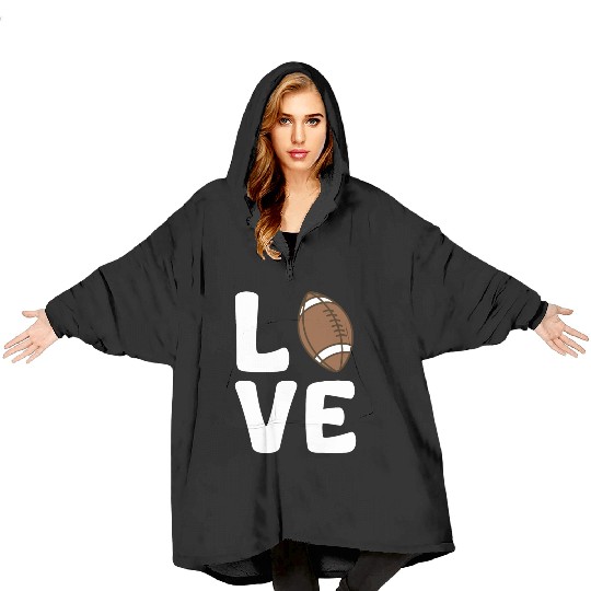 Football Heart I Love Football Blanket Hoodies