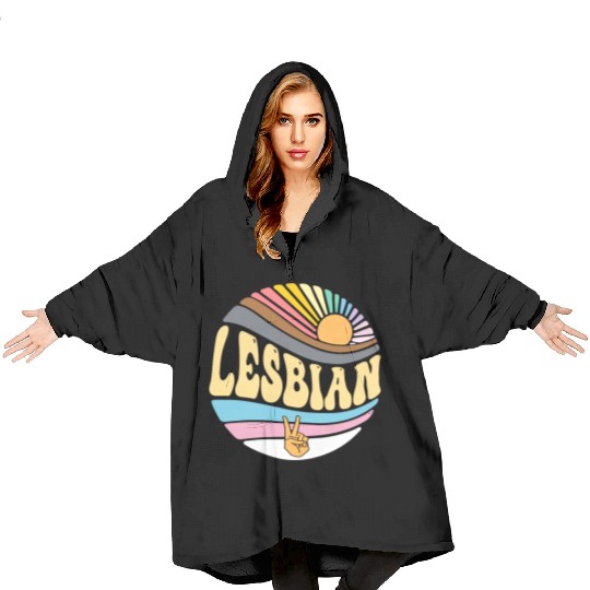 Vintage Lesbian Pride Month - Groovy LGBT Gay Blanket Hoodies