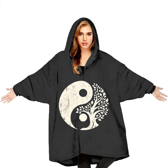 Nature's Balance: Yin Yang Tree of Life Blanket Hoodies