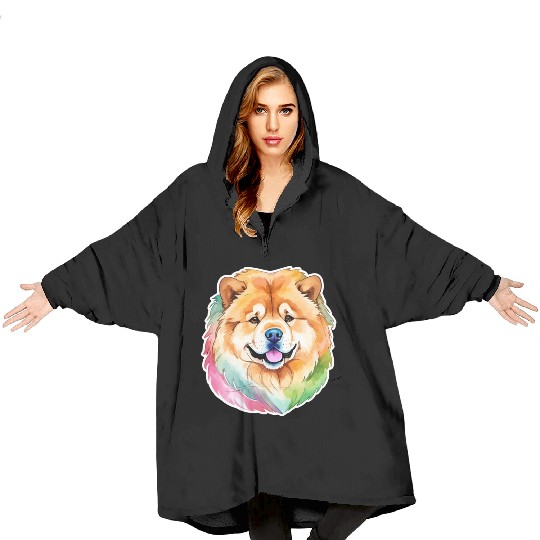 Chow Chow Watercolor Blanket Hoodies