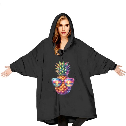 SUMMER PINEAPPLE SUNGLASSES Blanket Hoodies