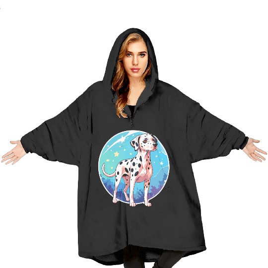 Dalmatian Dog Watercolor Blanket Hoodies