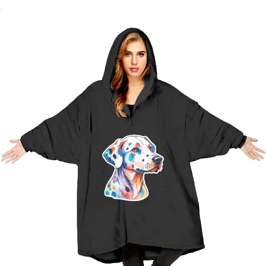 Dalmatian Dog Watercolor Blanket Hoodies