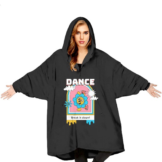 A cartoonStyle psychedelic flower Blanket Hoodies