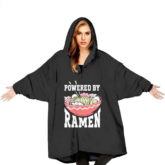 Powered By Ramen Anime Japanese Soup Cup Noodle Blanket Hoodies