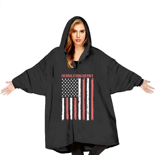 4th Of July US Flag Demolition Derby Demo Derby Blanket Hoodies