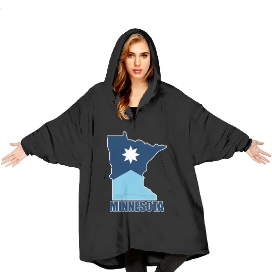The new Flag of Minnesota State and map Blanket Hoodies