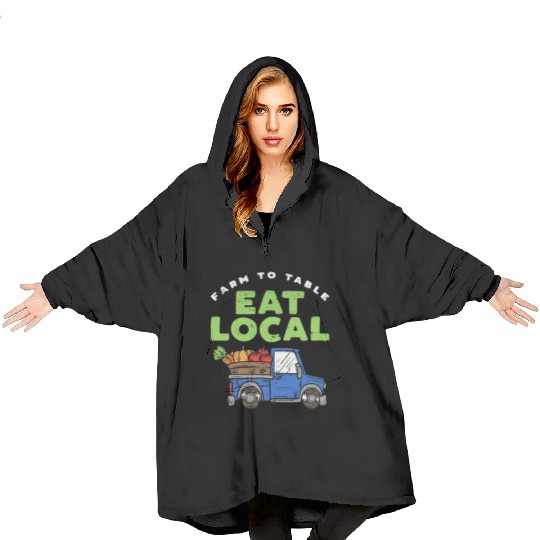 Farmers Market I Eat Local I Organic Food Blanket Hoodies