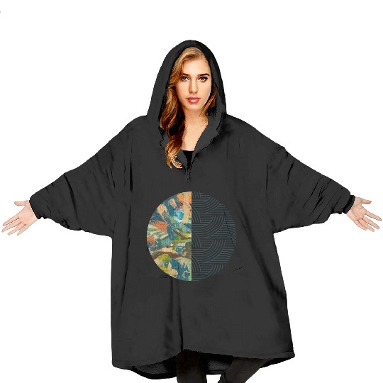 Green Organic Duality Minimalist Abstract Geometry Blanket Hoodies