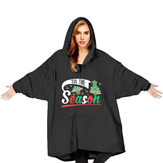 Tis The Season Christmas Cakes Retro Xmas Pajamas Blanket Hoodies