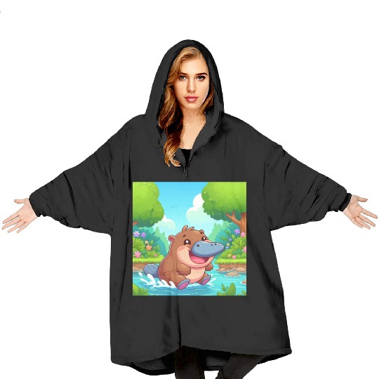 The hippo-platypus Blanket Hoodies