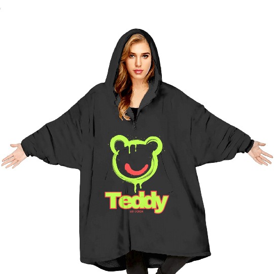 Neon Drip Teddy Bear Illustration Blanket Hoodies