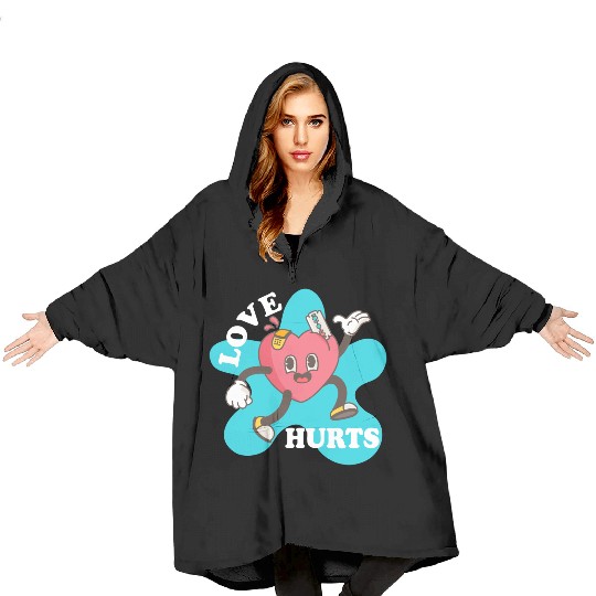 love hurts Blanket Hoodies