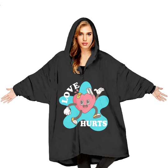 love hurts Blanket Hoodies