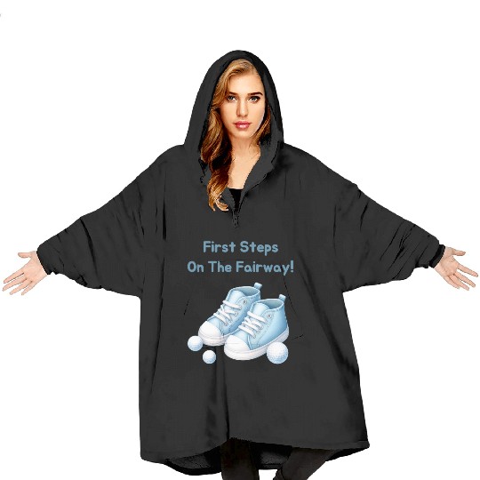 First Steps on the Fairway - Blue Kids' Golf Shoes Blanket Hoodies