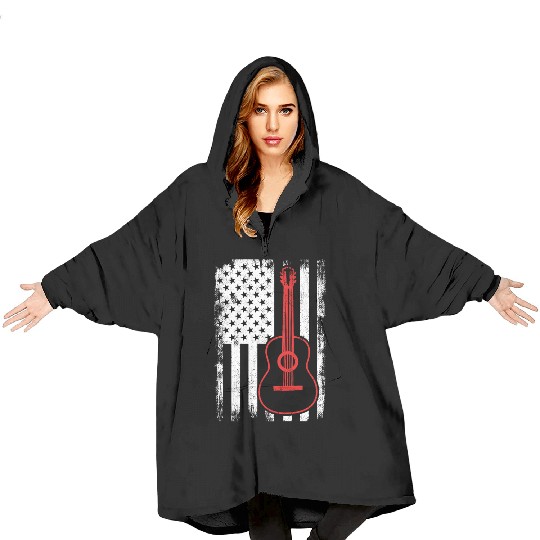 4th of July Guitar Blanket Hoodies