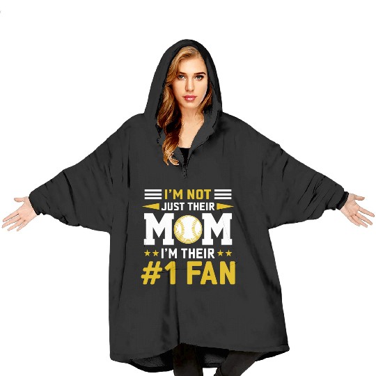 #1 Fan Softball Mom Funny Mommy Mother's Day Blanket Hoodies