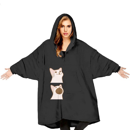 Meow - Reaction When My Boss Is Angry Blanket Hoodies