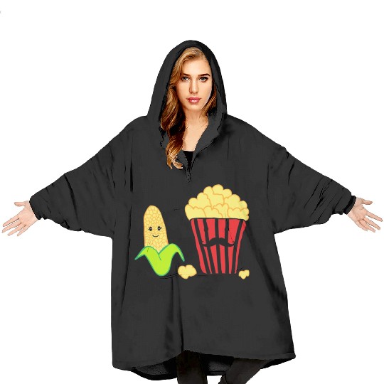 Baby corn and Popcorn Father and Baby design Blanket Hoodies