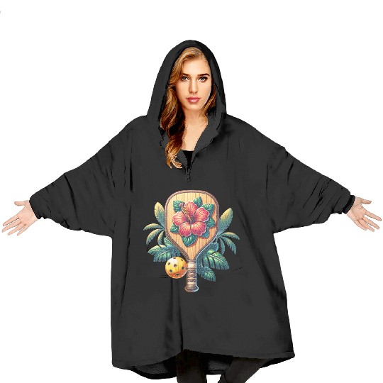 Hibiscus Flower Pickleball Blanket Hoodies