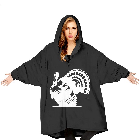 Wild Big Fat Turkey With Wing Drawing Blanket Hoodies