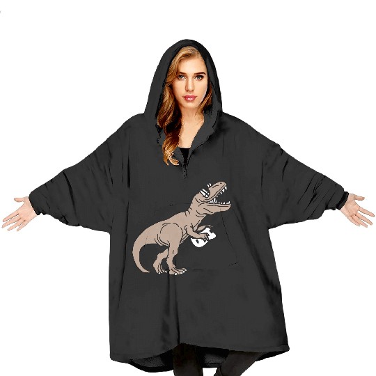 T. Rex Dino DJ Dinosaur Party Animal Plays Guitar Blanket Hoodies