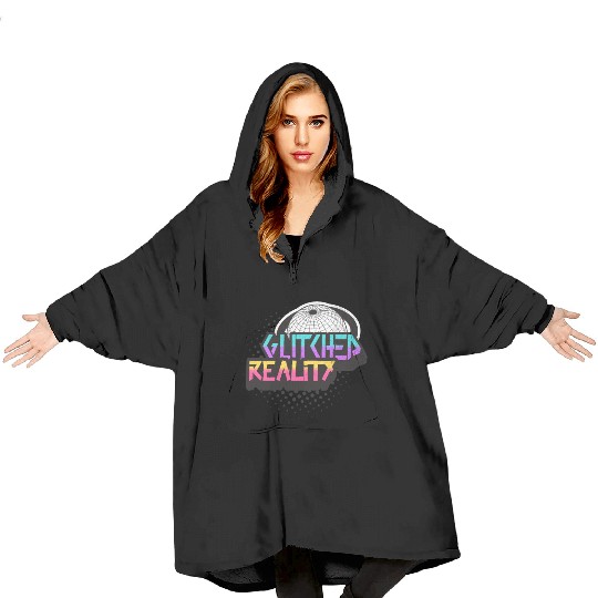 Glitched Reality - Futuristic Y2K Streetwear Blanket Hoodies