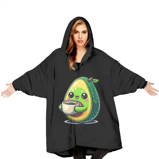 Avocado and coffee Blanket Hoodies