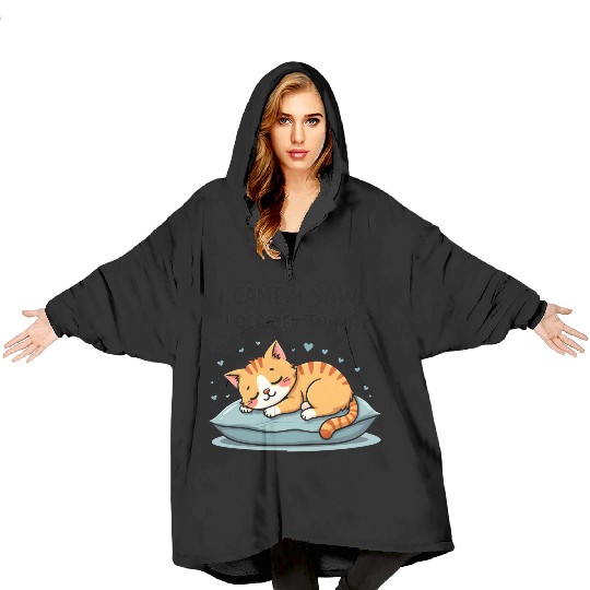 Cute Cat Nap Lover Funny Sleepy Naptime Humor Blanket Hoodies