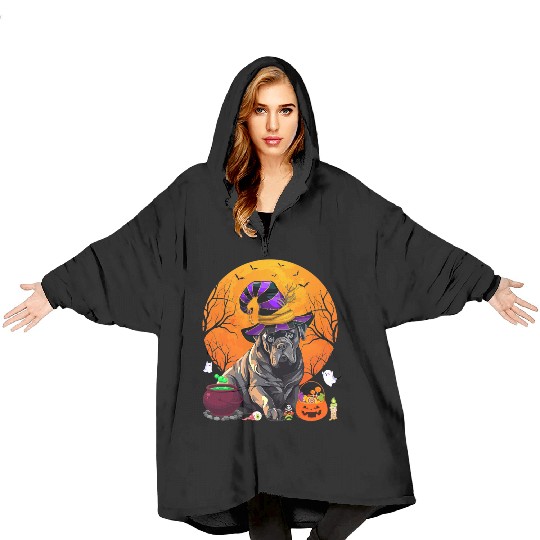 Funny Cane Corso Dog Witch Halloween Dog Lover Blanket Hoodies