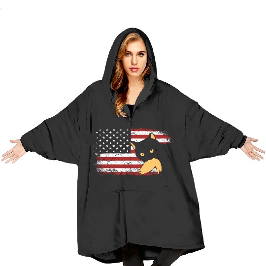 Cat Ladies For Kamala Harris Donald Trump 2024 Blanket Hoodies