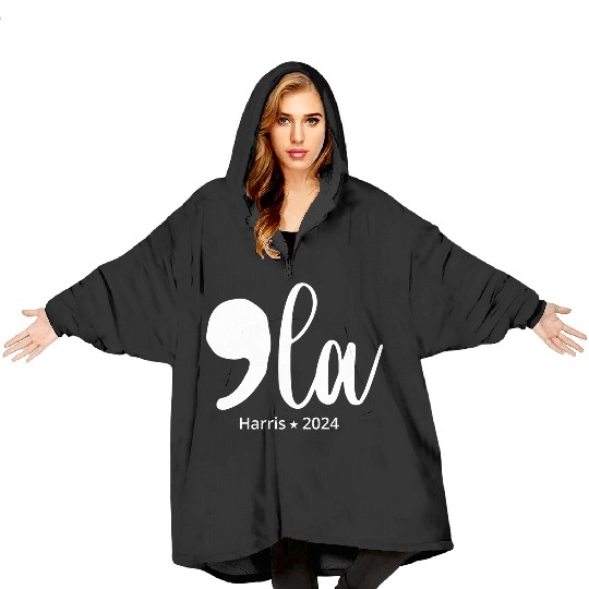 comma la kamala harris 2024 Blanket Hoodies