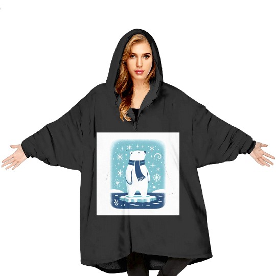 Polar Bear on Ice Floe Blanket Hoodies